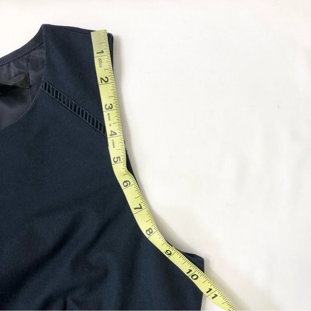 J Crew Cotton Blend Navy‎ Blue Ladder Stitch Pockets Sheath Career Dress 10P